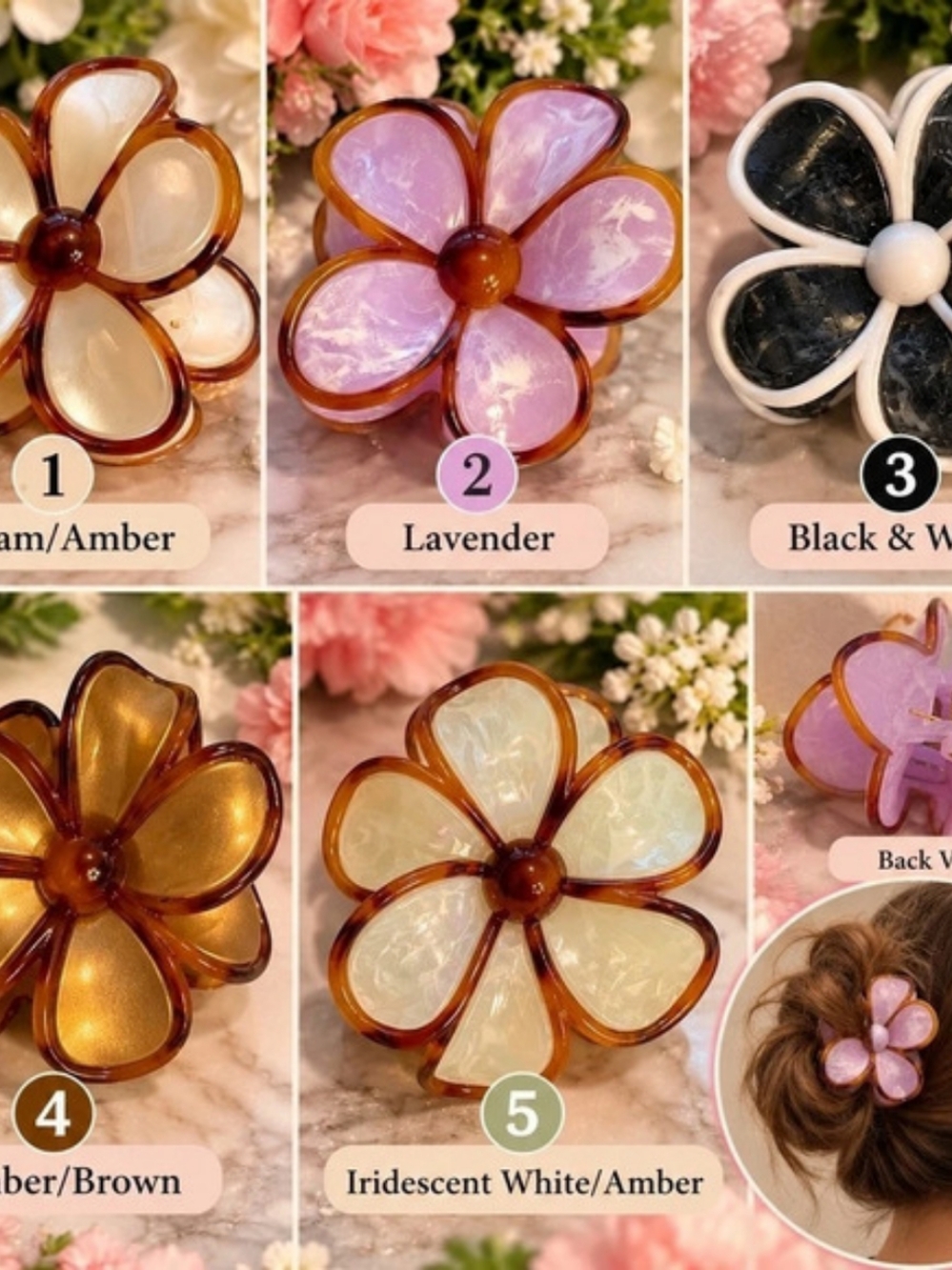 Flower Hair Clip Set Multicolor
